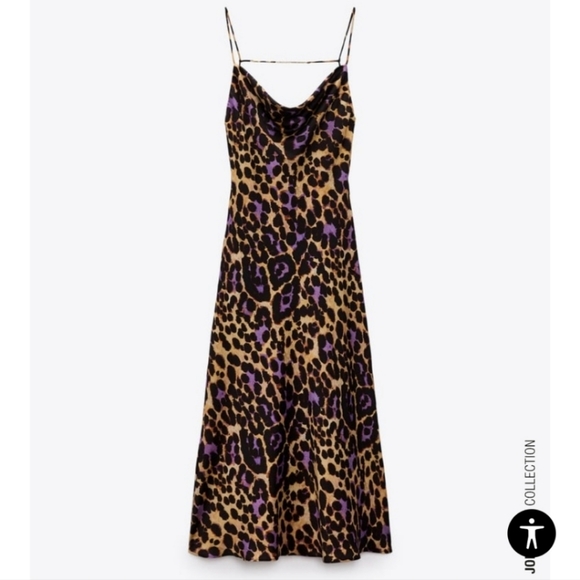 Zara Satin Effect Leopard Print Dress - Picture 7 of 15